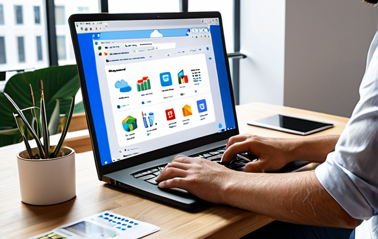 **Image Prompt for SaaS:**
   "A modern office workspace with a person using a laptop, accessing software through a web browser. The scene should depict a relaxed environment, showcasing cloud icons and various software applications like Google Workspace and Salesforce in the background, symbolizing the convenience and accessibility of SaaS."
