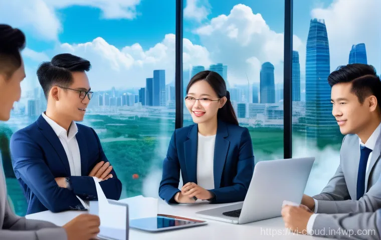 클라우드 컴퓨팅의 기술 발전 방향 - **Hybrid and Multi-Cloud for Vietnamese Businesses**
"A vibrant, dynamic image showcasing a grou...