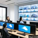 Home 18 다양한 클라우드 서비스 모델 설명 - A modern Vietnamese e-commerce office environment showing diverse professionals collaborating around...